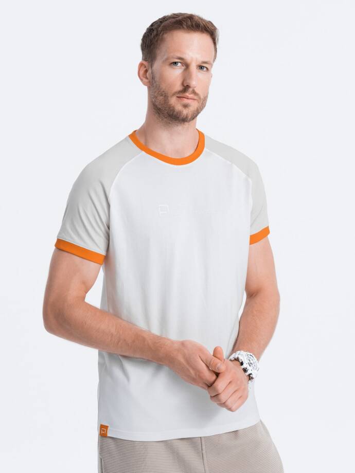Men's reglan cotton t-shirt - gray and white V2 S1623