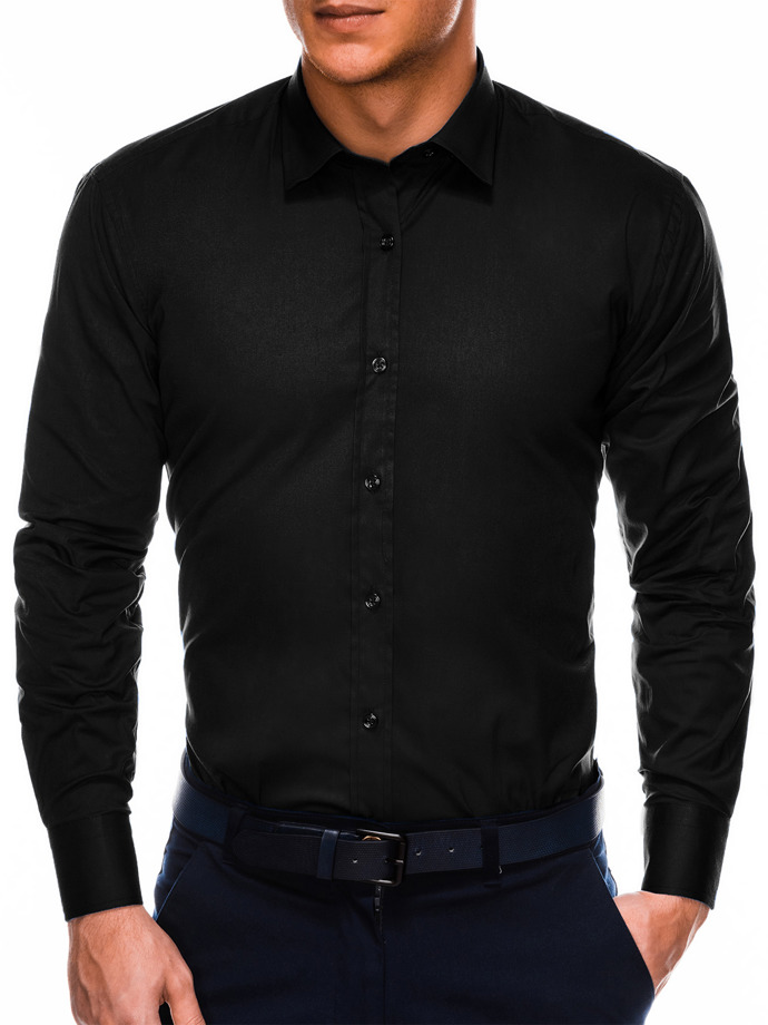 Men's regular shirt with long sleeves K505 - black | MODONE wholesale ...