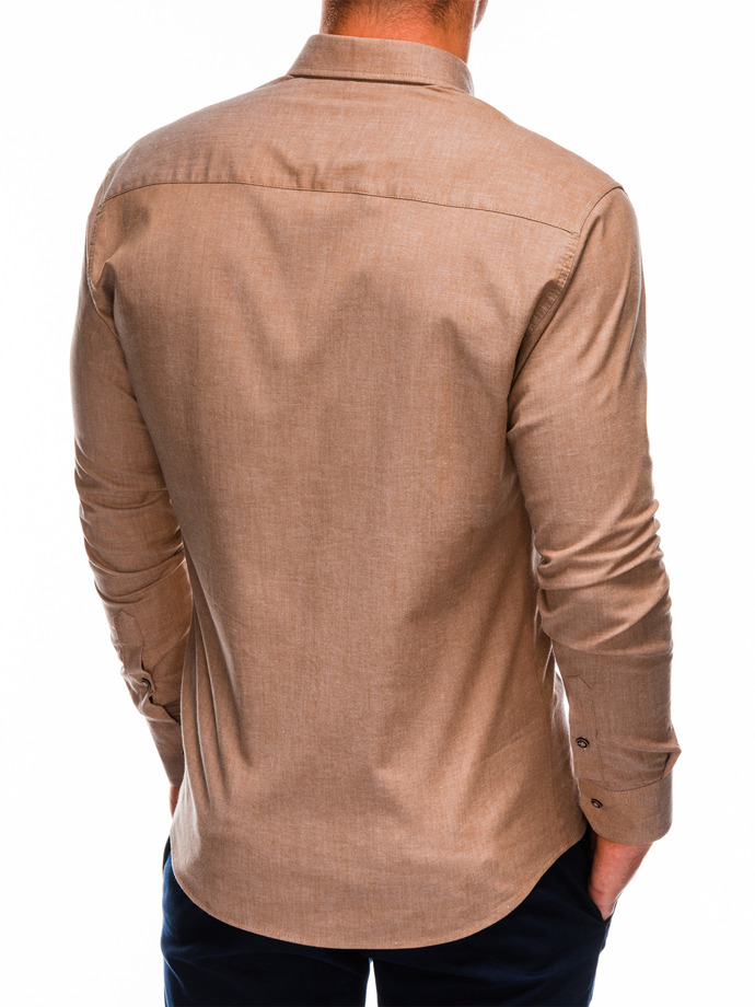 Men’s shirt with long sleeves K487 - camel | MODONE wholesale