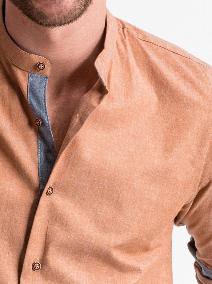 Men’s shirt with long sleeves K488 - camel | MODONE wholesale