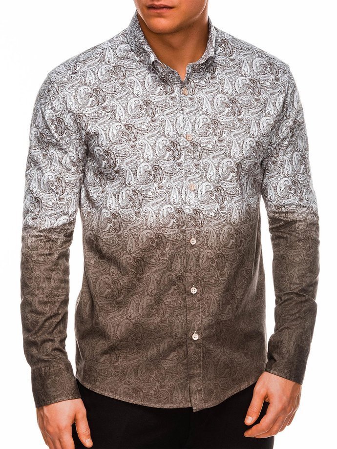Men's shirt with long sleeves K513 - brown