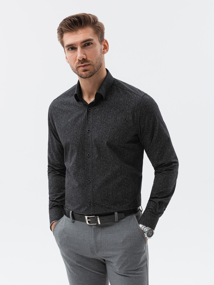 Men's shirt with long sleeves K598 - black