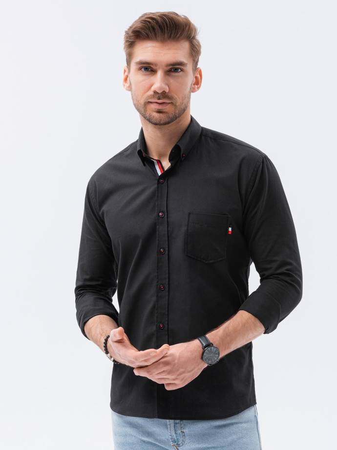 Men's shirt with long sleeves - black K643