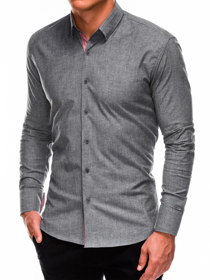 Men's shirt with long sleeves - dark grey K487