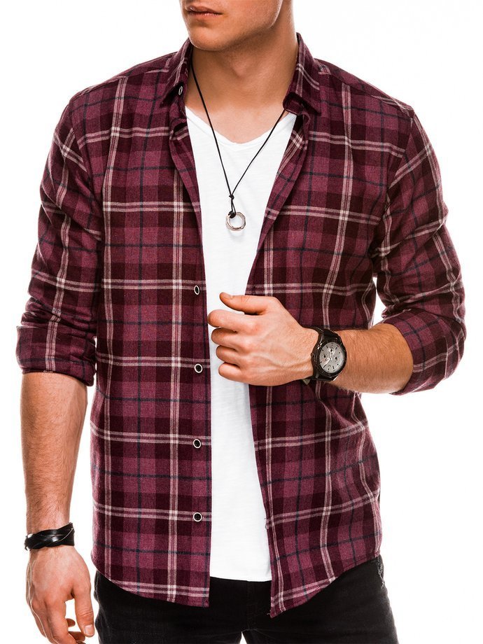 Men's shirt with long sleeves - dark red K511