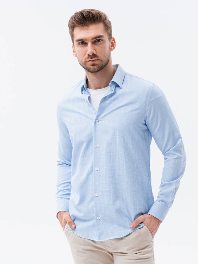 Men's shirt with long sleeves - light blue K621