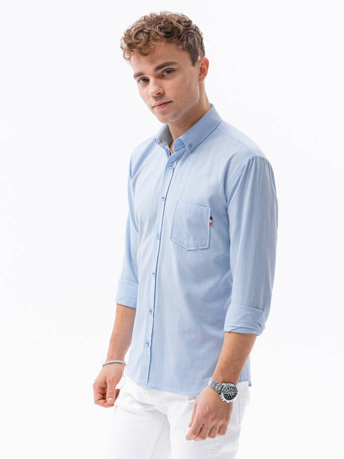 Men's shirt with long sleeves - light blue K643
