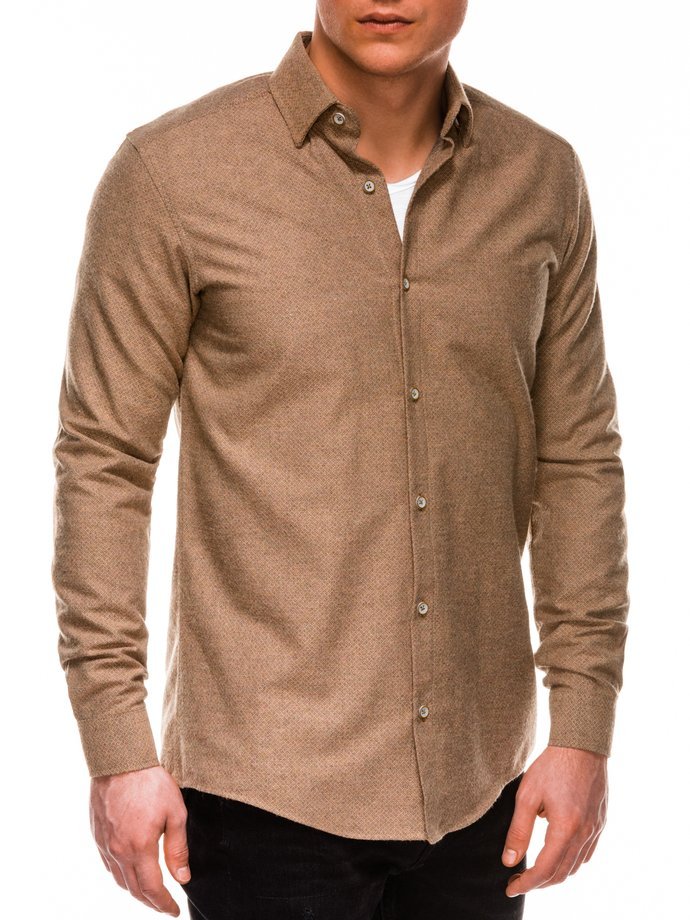 Men's shirt with long sleeves - light brown K512