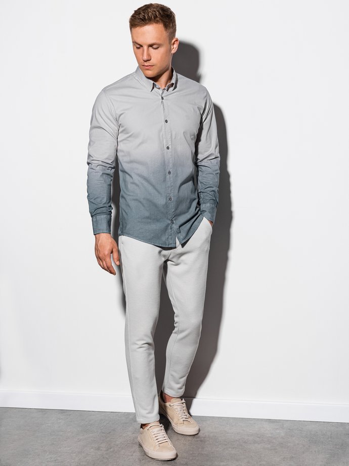 Men's shirt with long sleeves - light grey K514