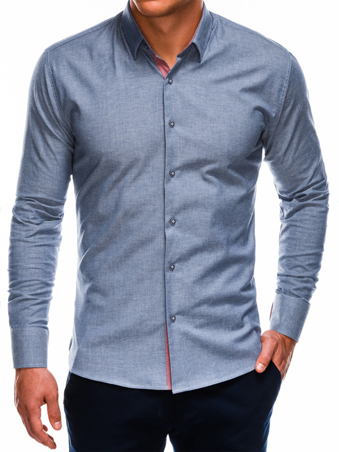 Men's shirt with long sleeves - navy K487