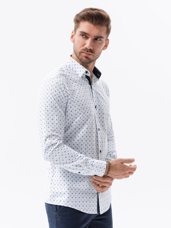 Men's shirt with long sleeves - white K314