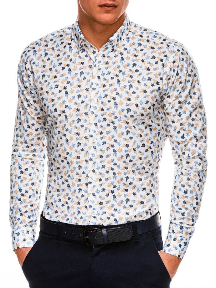 Men's shirt with long sleeves - white K518