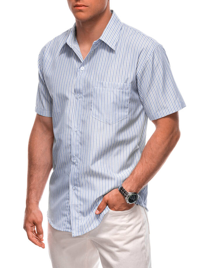 Men's shirt with short sleeves K666 - blue