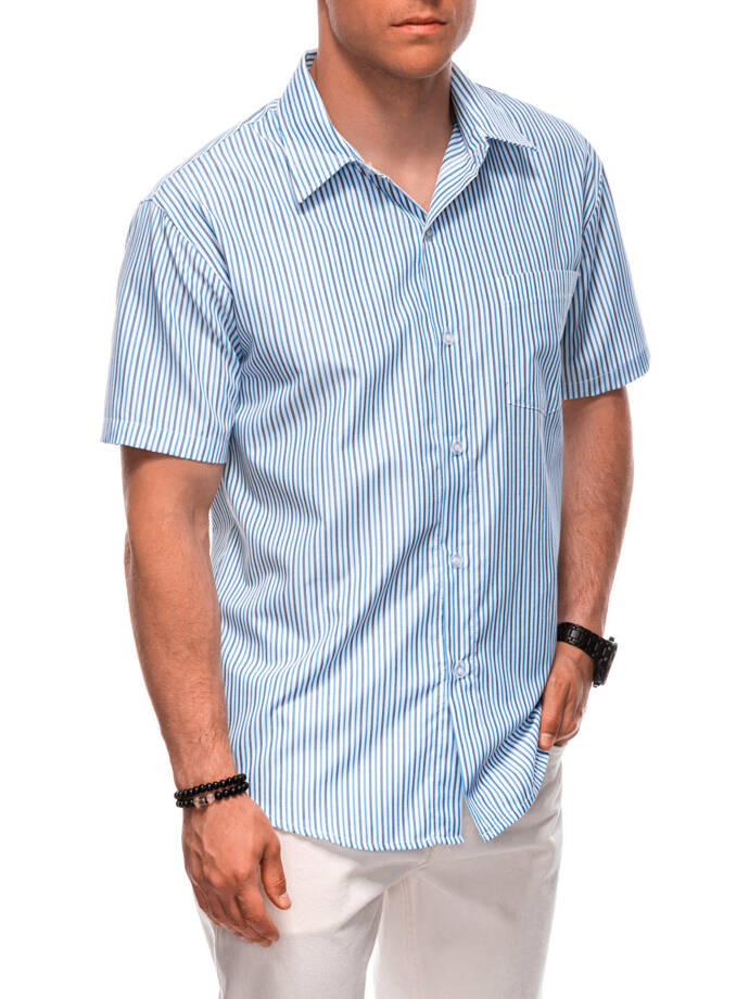 Men's shirt with short sleeves K666 - light blue