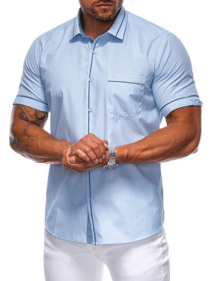 Men's shirt with short sleeves K677 - light blue