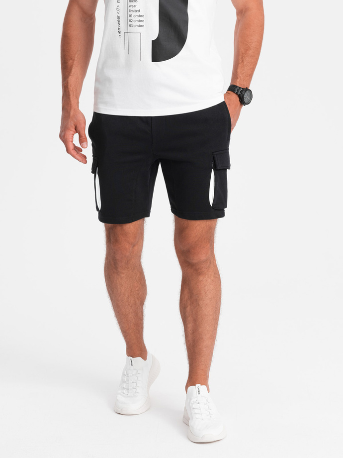 Men's shorts with cargo pockets black V3 OMSRSK0106 MODONE