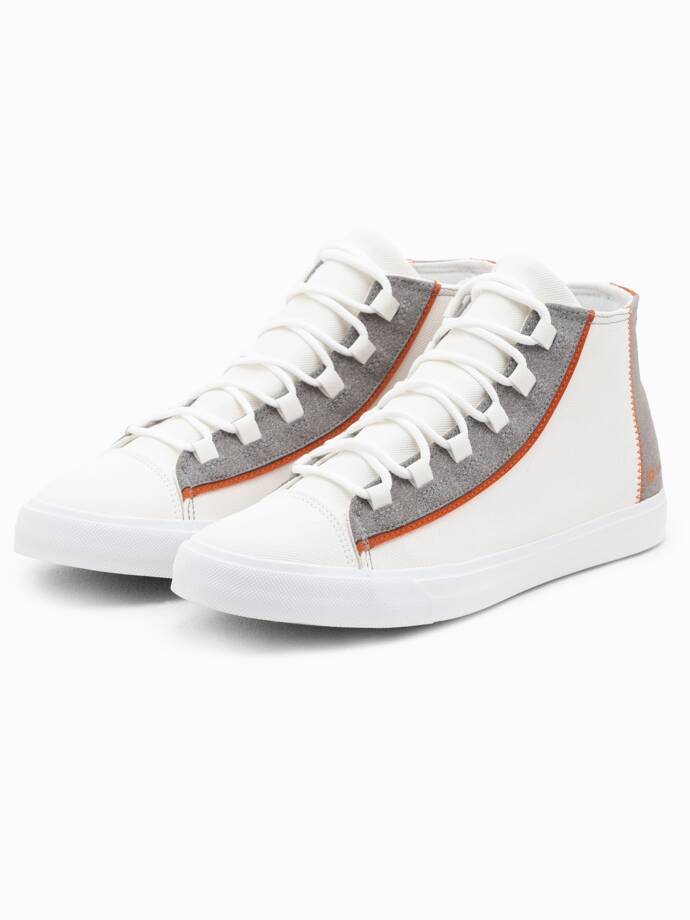 Men's sneakers shoes with contrasting elements - white V1 OM-FOTH-0140