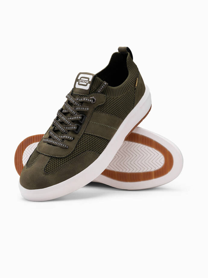 Men's structured fabric slip-on sneakers - olive V2 OM-FOSL-0154