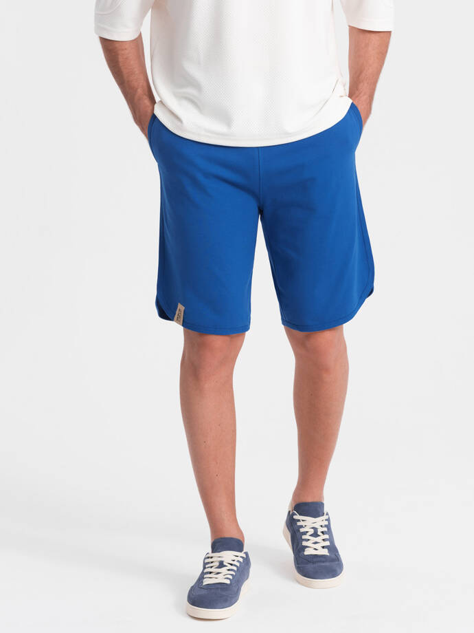 Men's sweat shorts with rounded leg - blue V1 OM-SRSK-0105