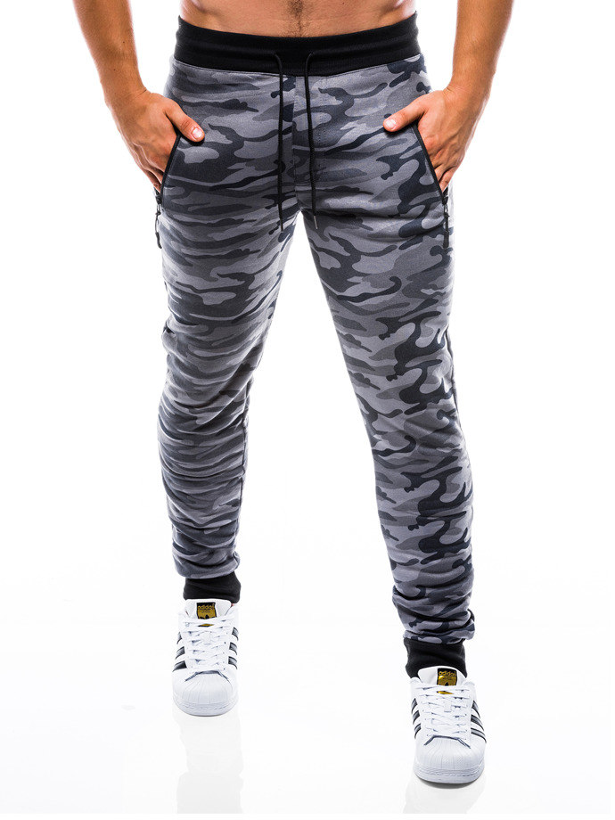 Men's sweatpants P756 - dark grey/camo