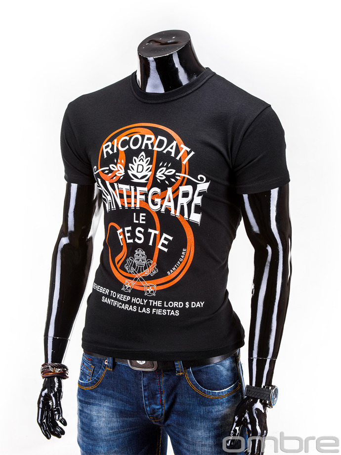 Men's t-shirt S556 - black/orange