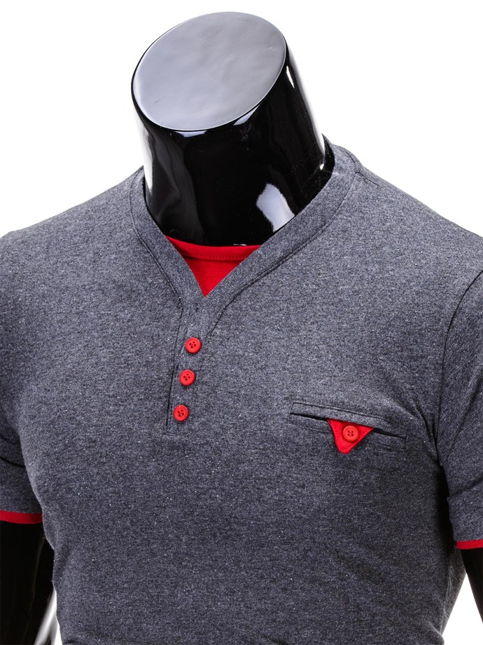 Men's t-shirt S629 - dark grey/red