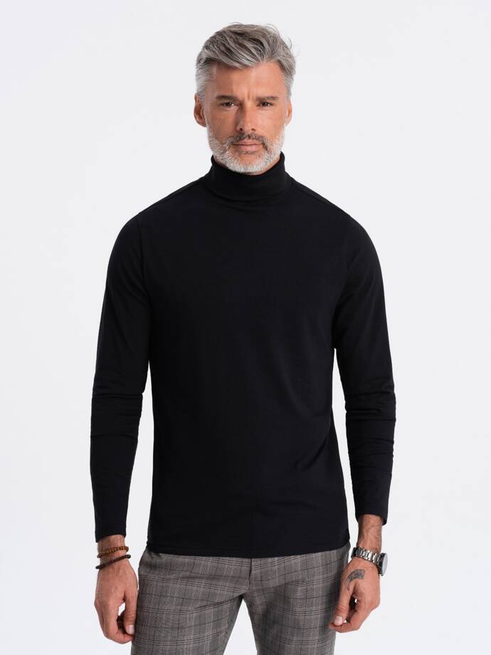 Men's turtleneck longsleeve - black V1 OM-LSCL-0112