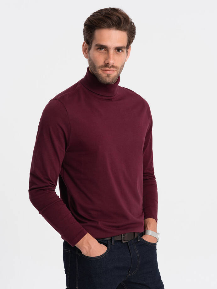 Men's turtleneck longsleeve - maroon V6 OM-LSCL-0112