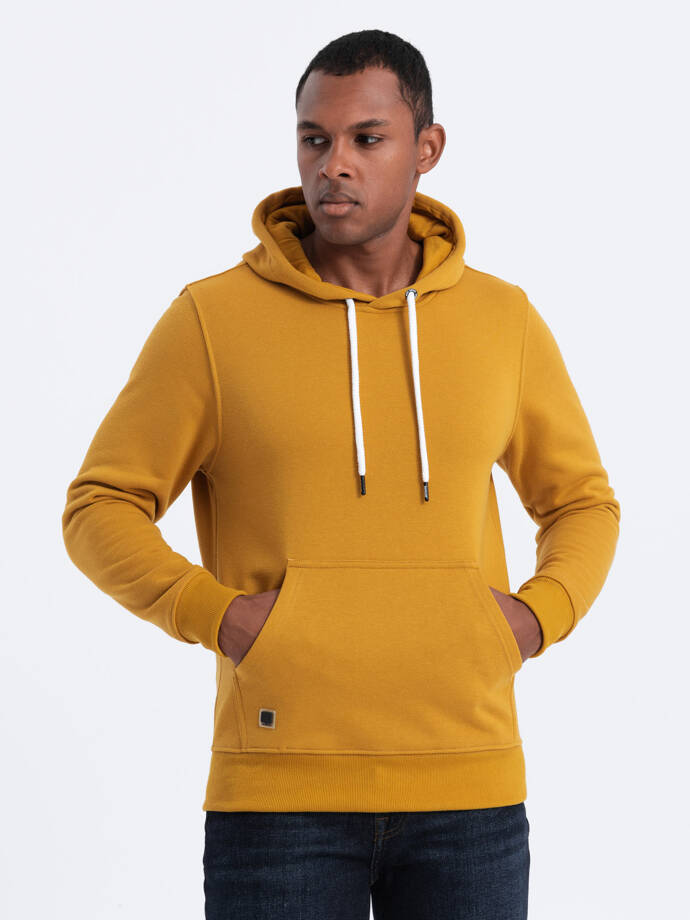 Men's unlined hooded sweatshirt - mustard V4 OM-SSBN-0120