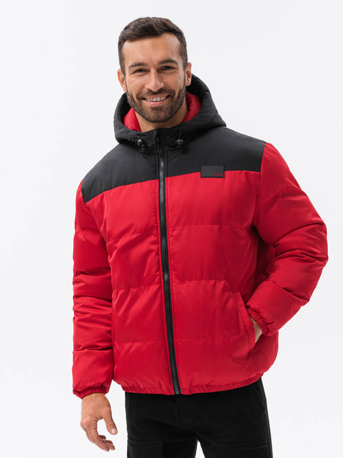 Men's winter jacket - red C458