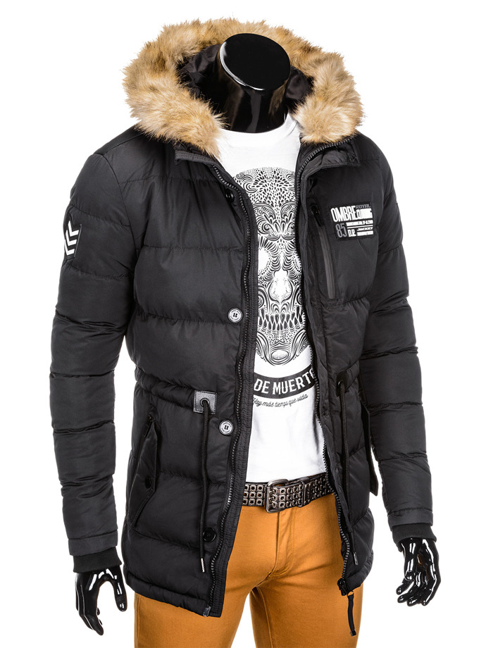 Men's winter parka jacket C308 - black