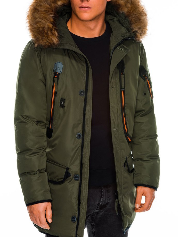 Men's winter parka jacket C369 - khaki | MODONE wholesale - Clothing ...