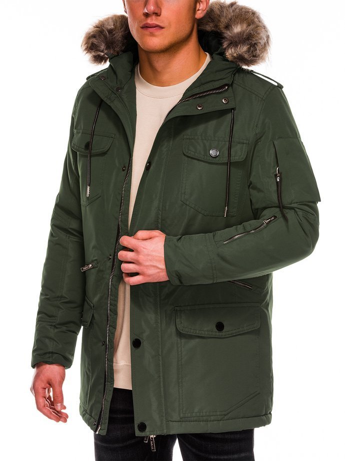Men's winter parka jacket C410 - olive | MODONE wholesale - Clothing ...