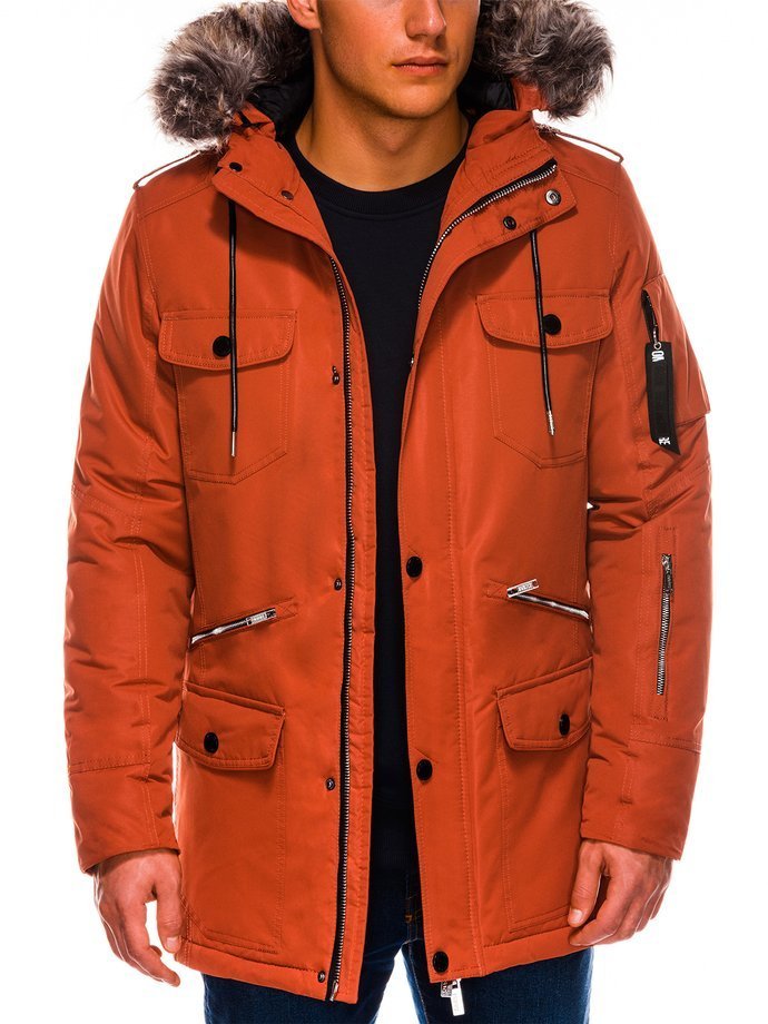 Men's winter parka jacket - brick C410