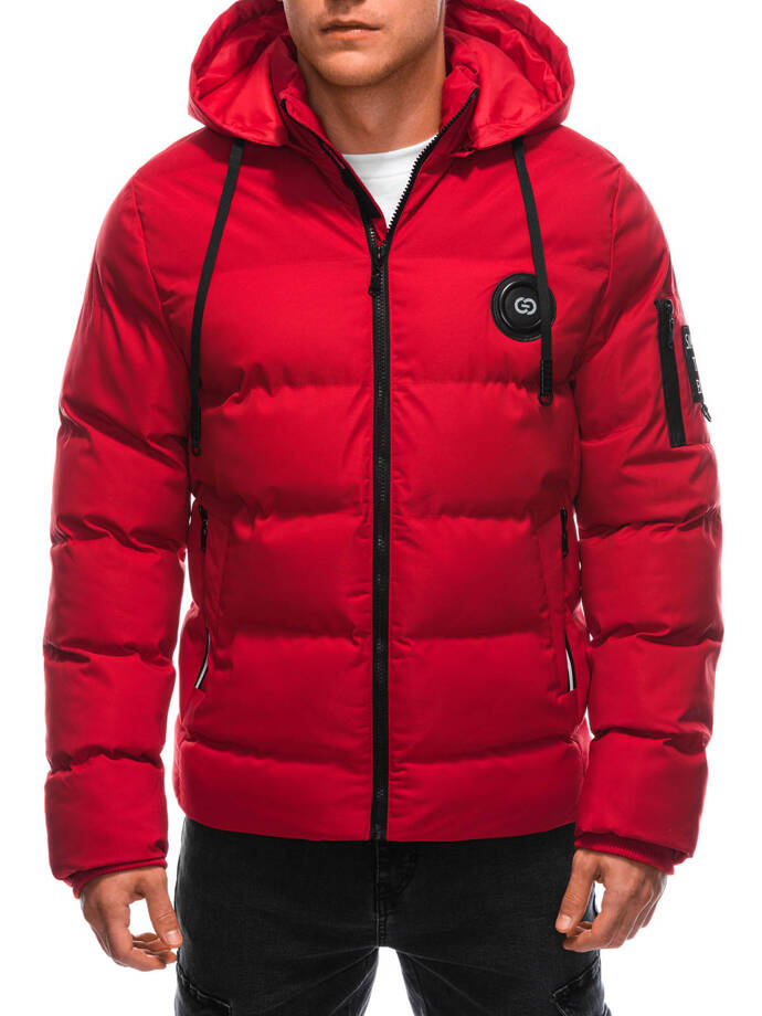 Men's winter quilted jacket C612 - red