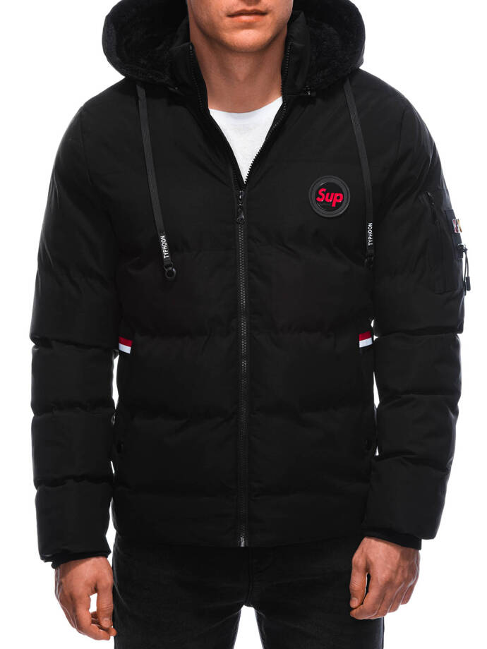 Men's winter quilted jacket C613 - black