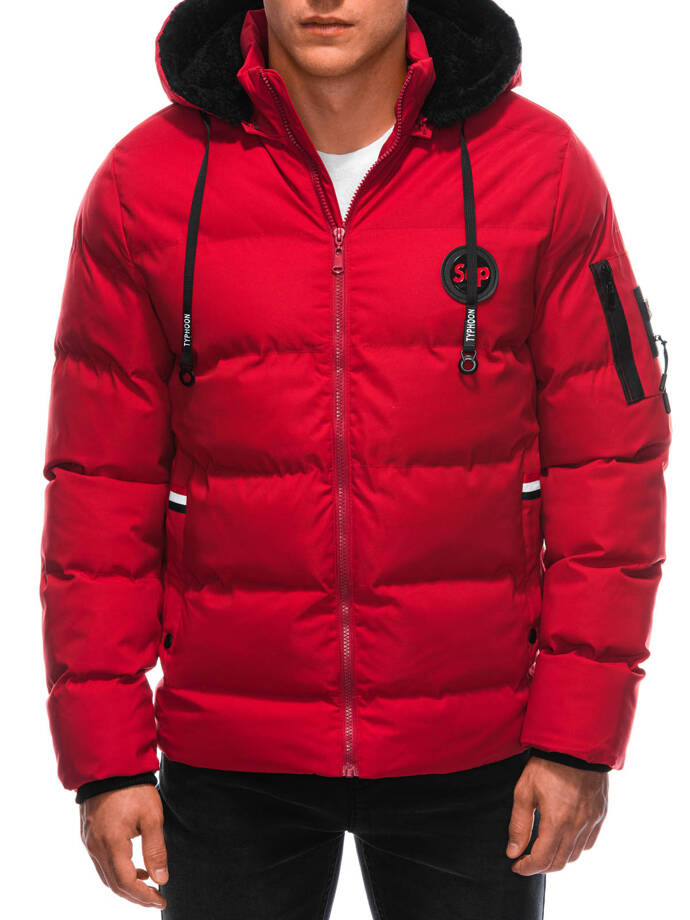 Men's winter quilted jacket C613 - red