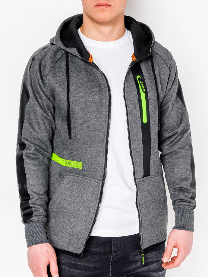 Mens Zip Up Hoodie B746 Dark Grey Modone Wholesale Clothing For Men 