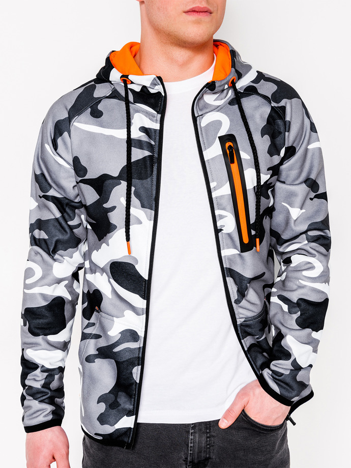Men's zip-up hoodie B747 - grey/camo | MODONE wholesale - Clothing For Men