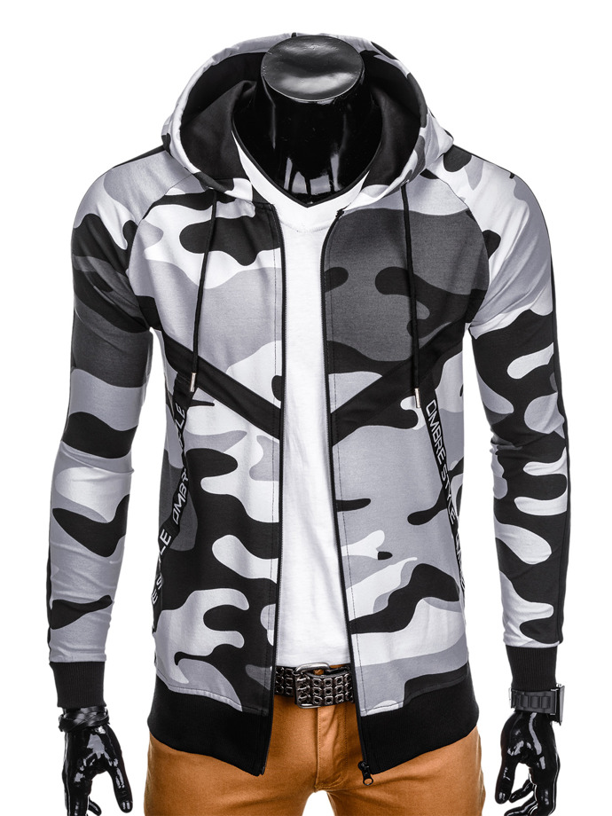 Men's zip-up hoodie B775 - black/camo