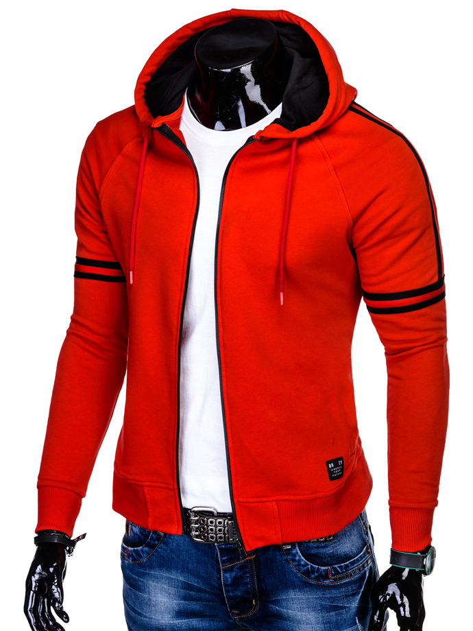 Men's zip-up hoodie B909 - red | MODONE wholesale - Clothing For Men