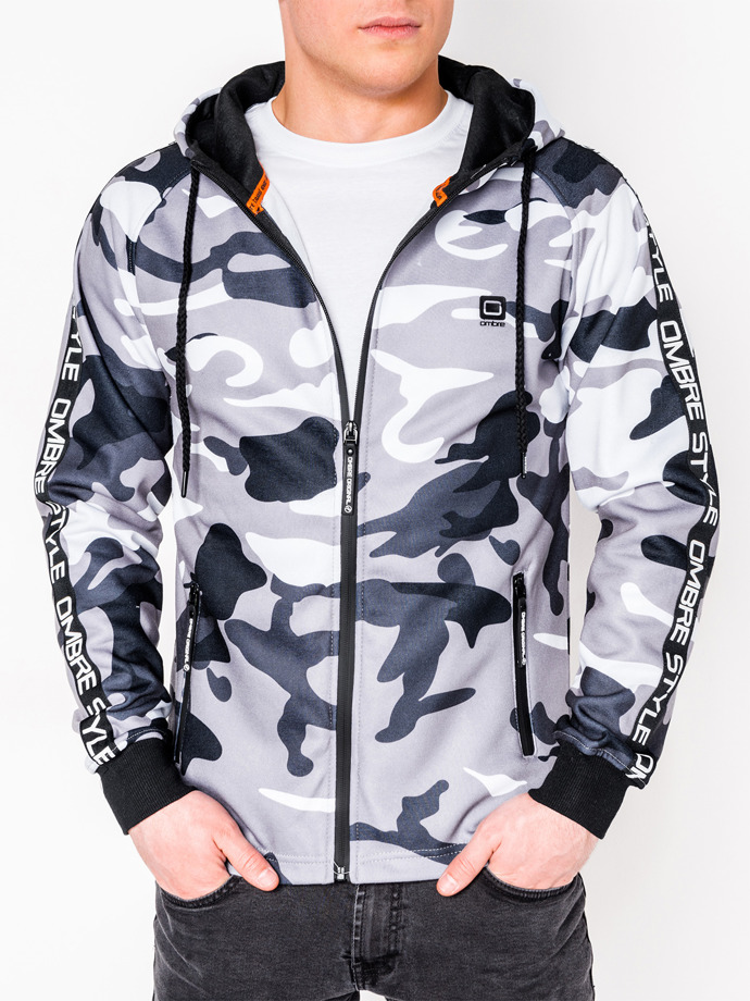 Men's zip-up hoodie - grey/camo B741