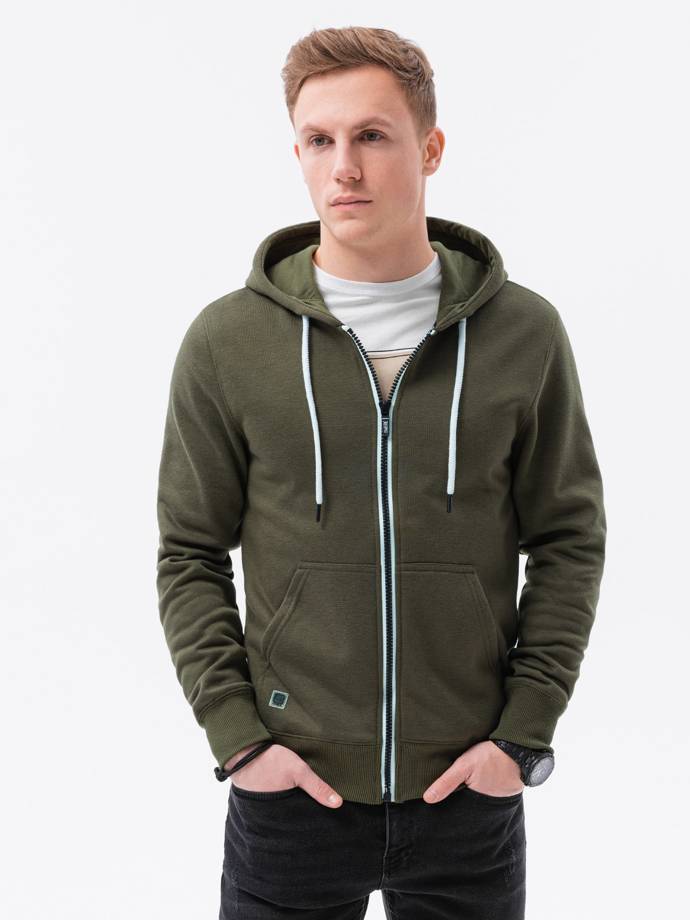 Men's zip-up sweatshirt B977 - dark green | MODONE wholesale - Clothing ...