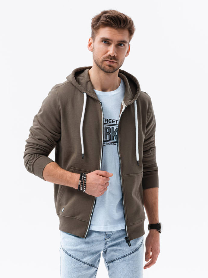 Men's zip-up sweatshirt - brown-dark grey B1145