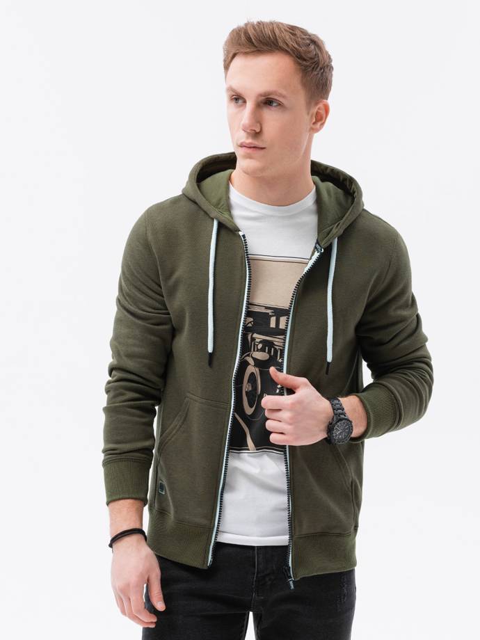 Men's zip-up sweatshirt - dark green B977