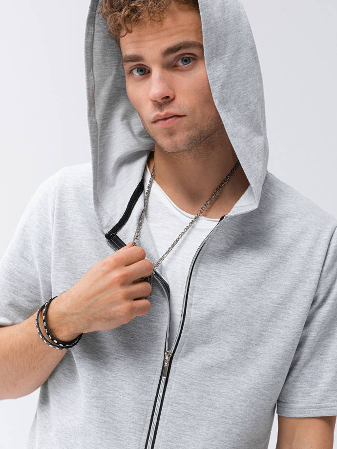 Download Men's zip-up sweatshirt with short sleeves B960 - grey ...