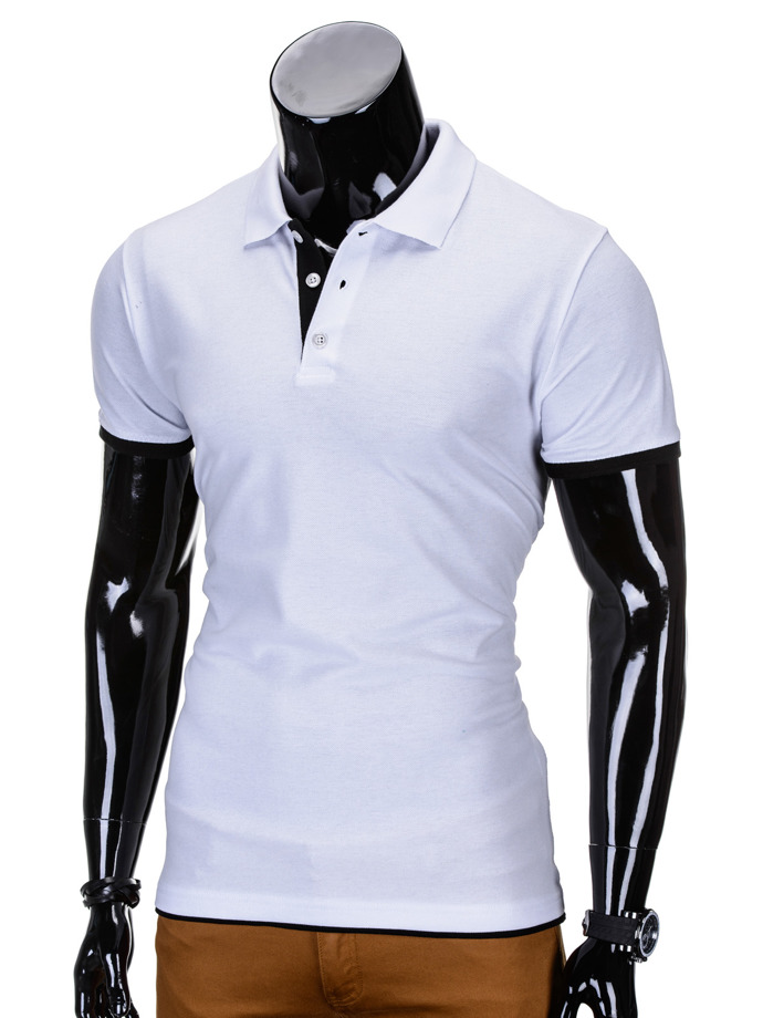 PLAIN MEN'S POLO SHIRT S758 - WHITE/BLACK | MODONE wholesale - Clothing ...