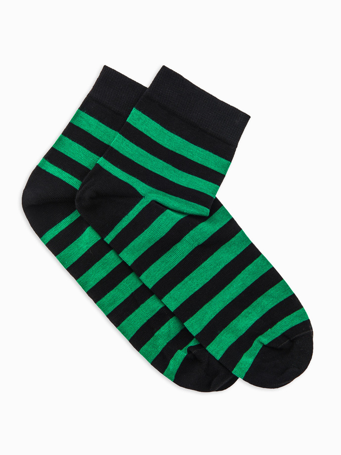Patterned men's socks - black/green U07