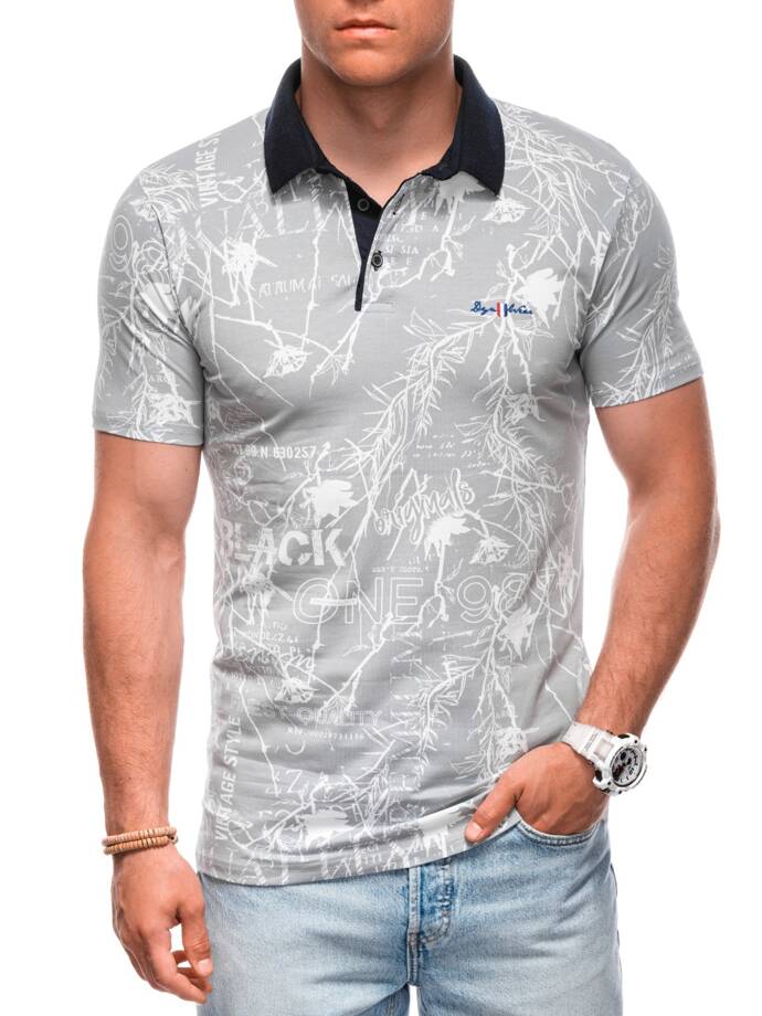 Printed Men's Polo Shirt S1994 - grey