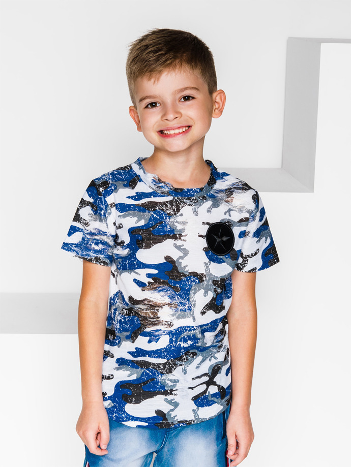 Printed boy's t-shirt - white/blue KS014